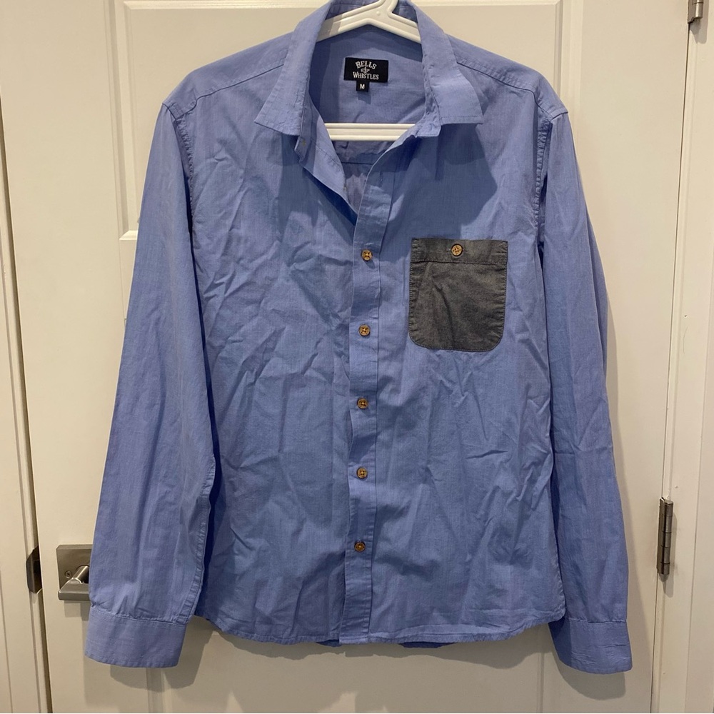 Bells and Whistles Light Blue Casual Shirt with Dark Gray Pocket